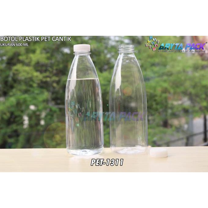 PET1311. BOTOL PLASTIK 600ML MINUMAN CANTIK TUTUP SEGEL NATURAL