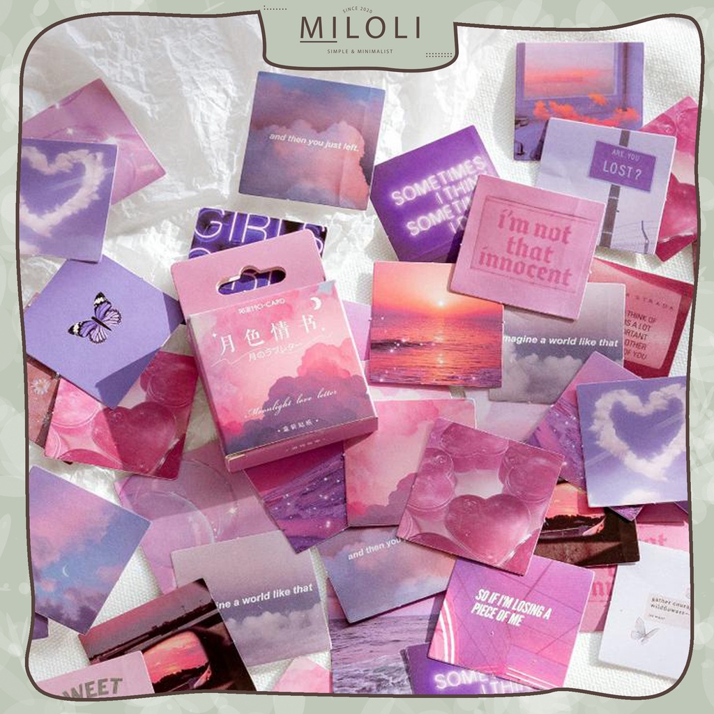 

[MILOLI] 46Pcs MOONLIGHT LOVE LETTER Deco DIY Scrapbook Stiker Jurnal Diary Planner Kotak - B0290