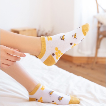 Kaos Kaki Wanita Motif Lebah Korean Style Kaos Kaki Pendek Wanita Ankle Socks Import