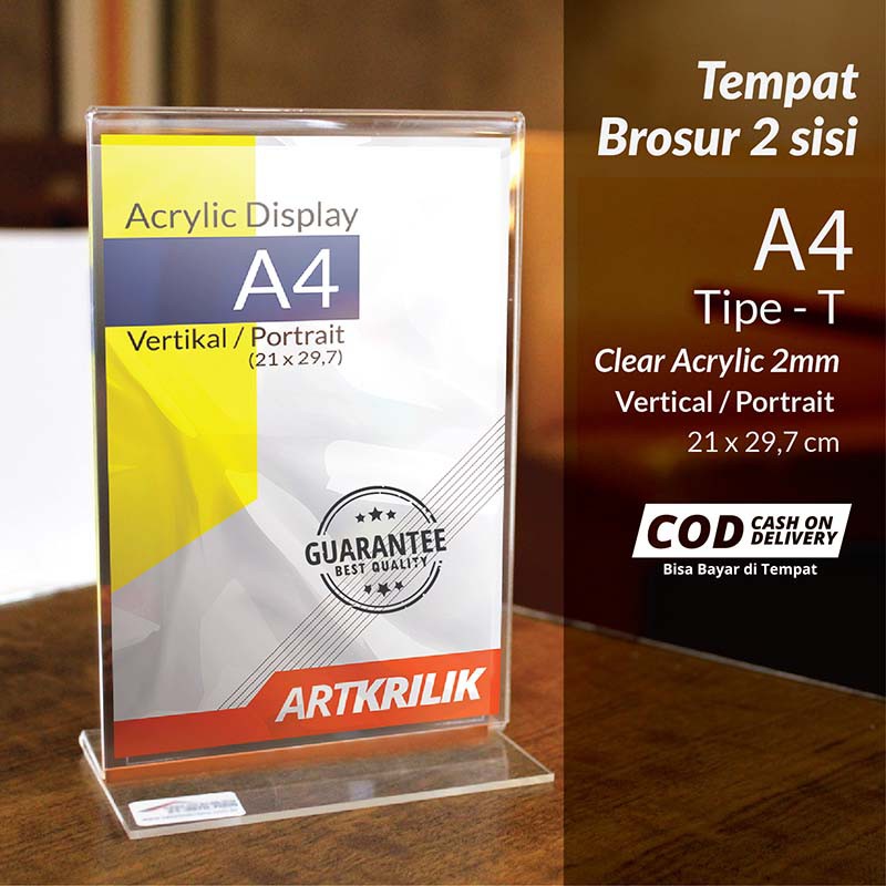 Jual Tempat Brosur Tent Holder Tent Card Akrilik Display 2 Sisi A4