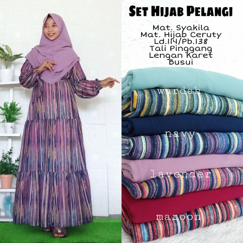 Gamis Set Hijab Pelangi / Gamis Set Hijab Syakila / Set Hijab Syar'i