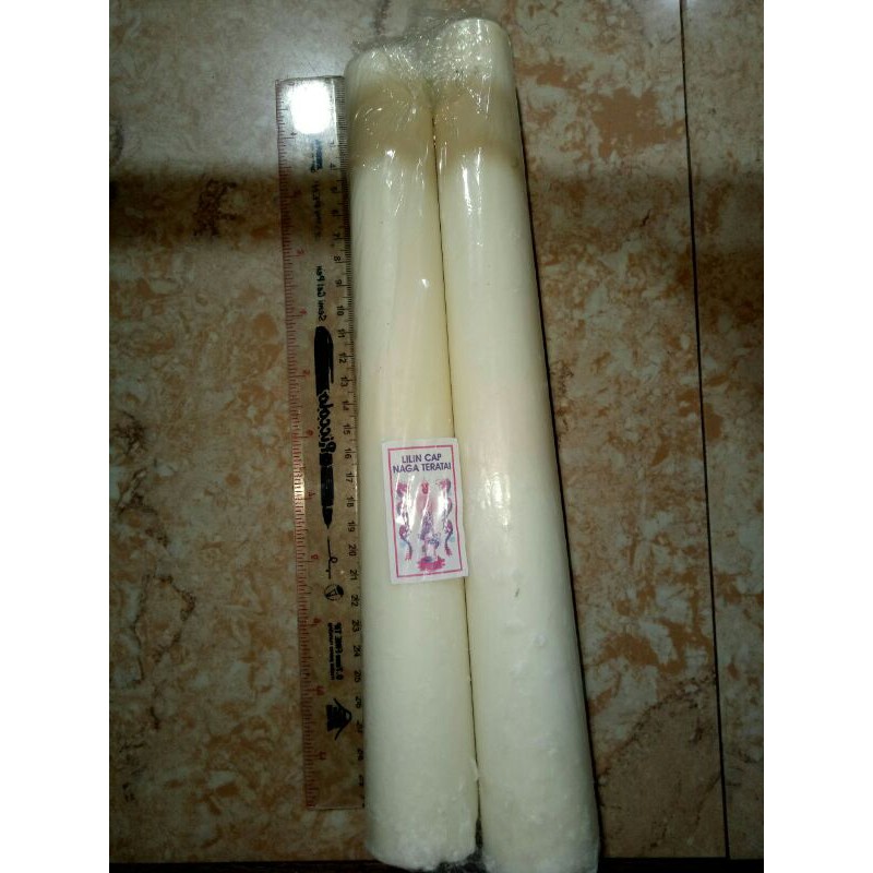 lilin putih jumbo sepasang lilin cap naga 30cm