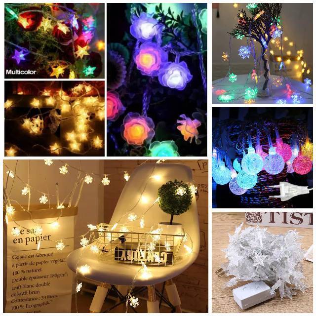 Lampu Tumblr Bulat / Bintang / Salju / Pohon Natal / Klip / Bulan Bintang
