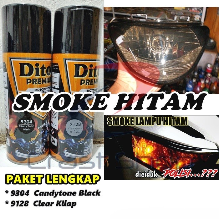 Paket Lengkap Cat Smoke Pilox Diton Premium 9304 CandyTone Black 400cc