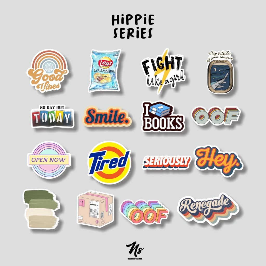 

STIKER AESTHETIC HIPPIE PACKAGE STICKER WATERPROOFT SKIN LAPTOP CASE HANDPHONE TUMBLR DECO BUJO