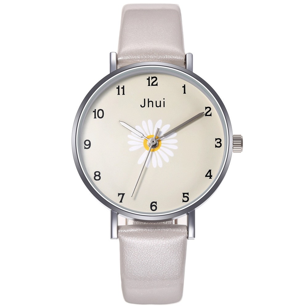 Jam Tangan Quartz Analog Bunga Daisy Harajuku Gaya Korea Fashion Aksesoris Wanita Casual Analog-39-9 Putih