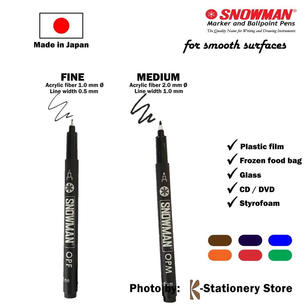 

HJK Snowman Spidol OHP Permanent Set 6 Colours FINE or MEDIUM size untuk Plastik, Kaca, Projector