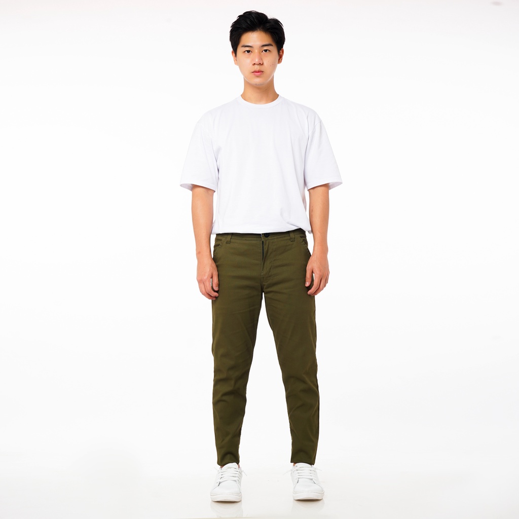 SANVANINA Celana Chino Panjang Pria Slim Fit Army Green | Celana Panjang Pria Kantor Premium Slimfit | H-077 Tailor Chino Army Green