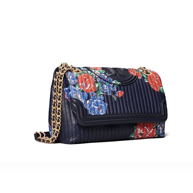 tory burch Fleming Soft Printed Convertible Shoulder Bag navy tea rose