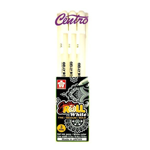 

Termurah Sakura Gelly Roll White Pen Set 3 Gel ink Pens Bolpen Gel Tinta Putih Special