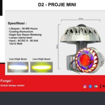 Lampu Led Projie projie mini laser D2 dual Angel Eye hi lo