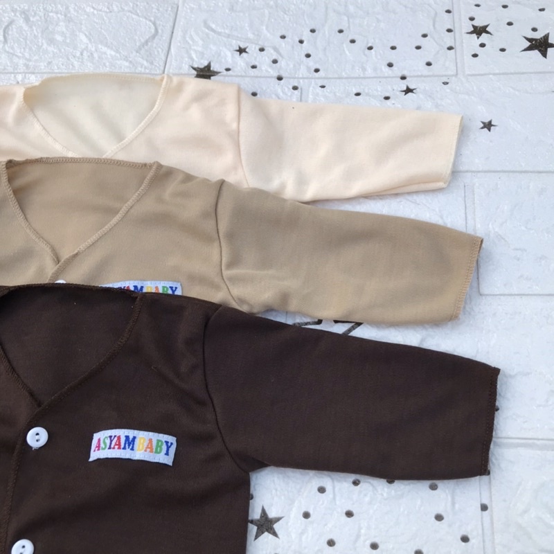 3 PCS Baju Bayi Baru Lahir Polosan Coklat Lengan Panjang Newborn DNW BABY