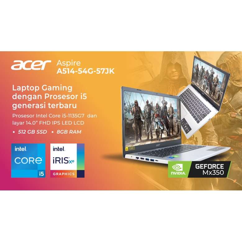 LapTOP gAMING  gEN 11 cORE i5 1135G7 | RAM 8/12/16GB | SSD 512GB + SLOT HDD | NVIDIA MX350 2GB DDR5 