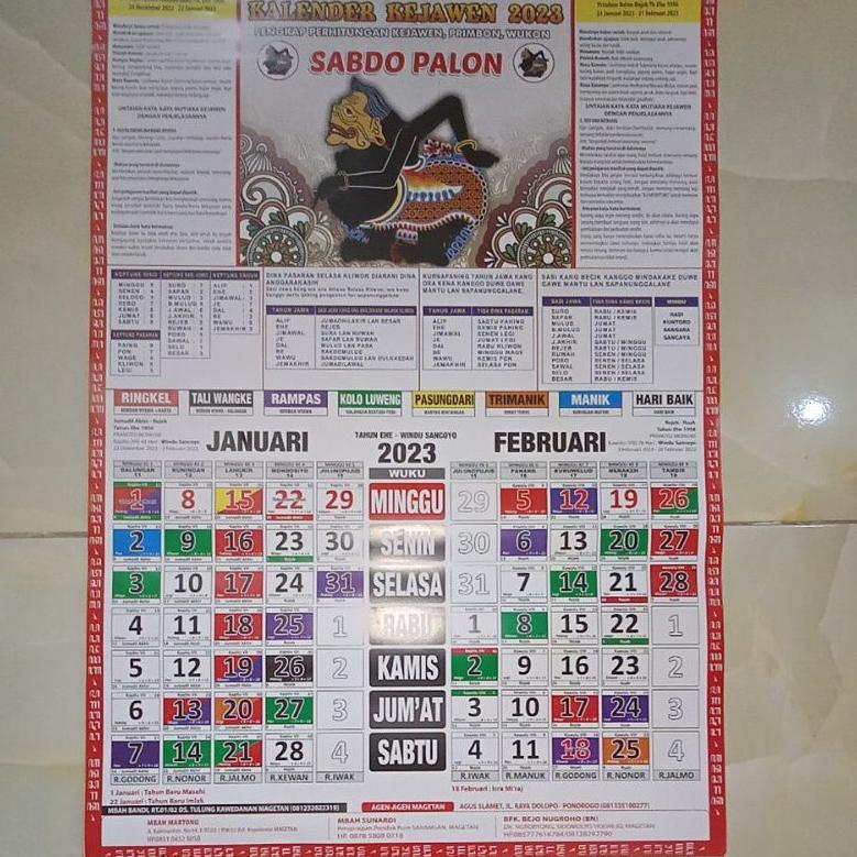 [KODE 706QY] KALENDER KEJAWEN 2023 (sabdo palon original),kalender jawa 2023,kalender 2023 hitungan 