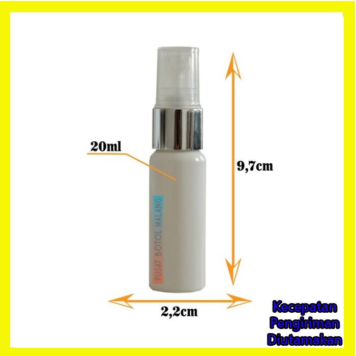 Botol Spray kosong 20ml half cap ( silver putih)