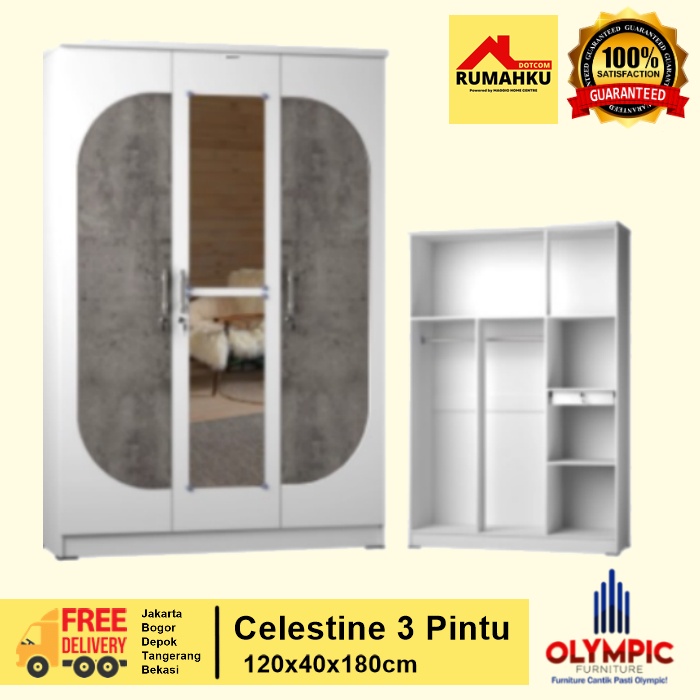 LEMARI PAKAIAN MINIMALIS - LEMARI PAKAIAN 3 PINTU - CELESTINE- OLYMPIC