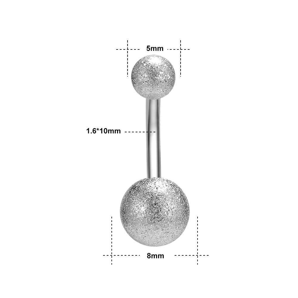 5-14pcs / lot Cincin Tindik Perut Bahan Stainless Steel 316L 14G Anti Alergi Aksen Kristal Warna-Warni