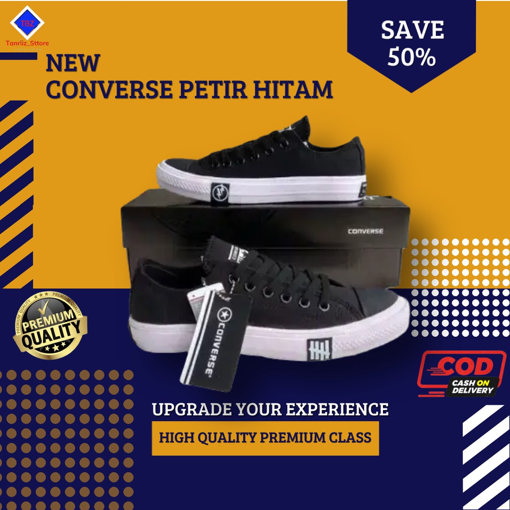 Sepatu Converse 70s Hitam Premium All Star Chuck Taylor CT Low Pendek Pria Wanita Warna New - Sneker