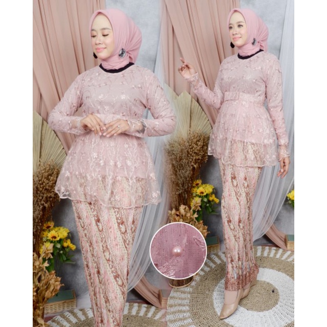 IndahKebaya | SET KEBAYA TILLE WISUDA / KEBAYA  KEKINIAN /  KEBAYA MARSYA OUTFIT  CANTIK / MOCCA