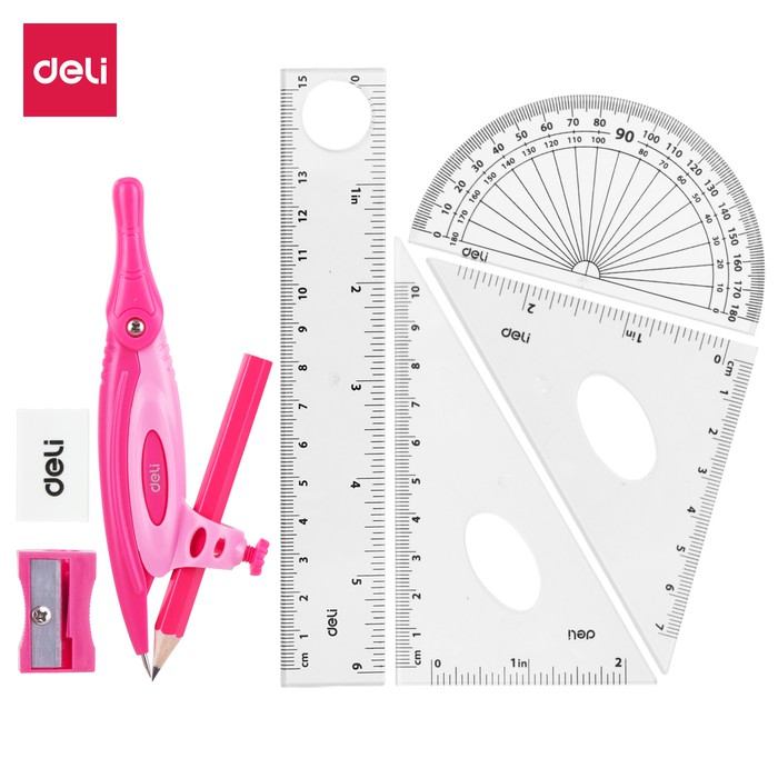 

OPEN SALE DELI EG30204 JANGKA-DRAFTING SET 8PCS RULER 15CM SET SQUARES