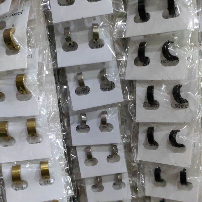 Anting tusuk titanium isi 12 pasang