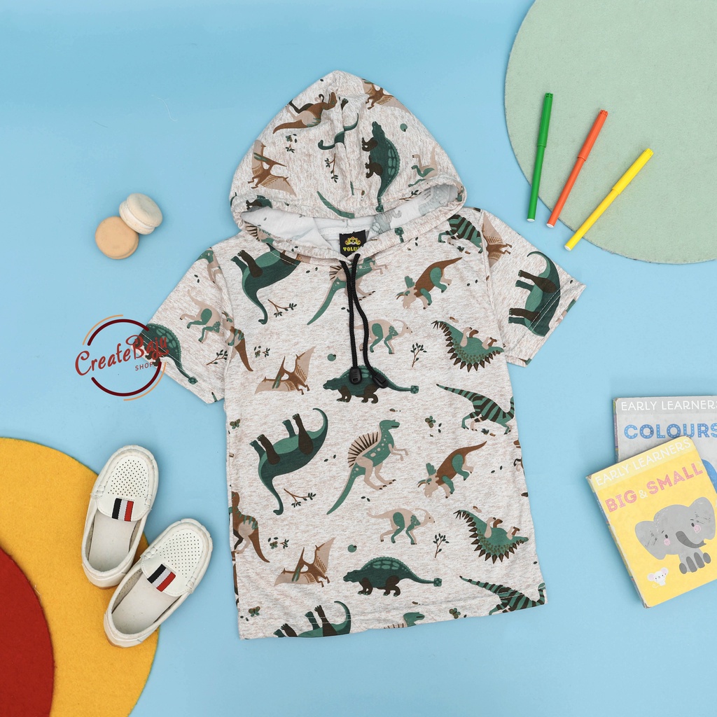 KAOS ATASAN HOODIE ANAK PRINTING BRONTOSAURUS BAJU ATASAN ANAK 1-7 TAHUN