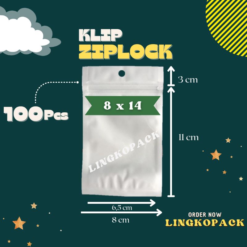 (8X14) PLASTIK KLIP / ZIPLOCK PLASTIK KEMASAN ZIPLOCK PLASTIK KLIP MASKER ORGANIK PUTIH SUSU