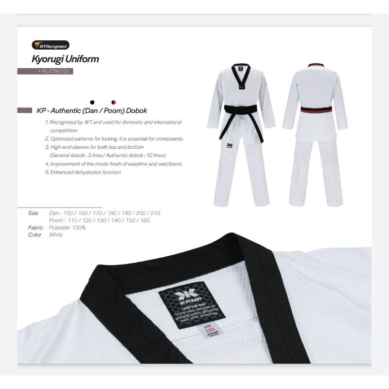 DOBOK TAEKWONDO KPNP Authentic FIGHTER KOREA