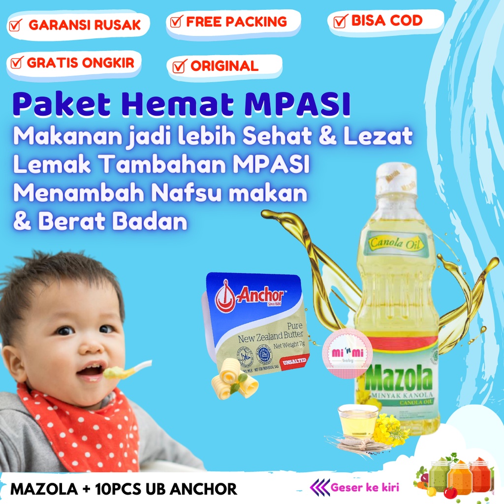 Paket mpasi bayi lengkap 6 bulan unsalted butter anchor minyak goreng mpasi mazola canola oil