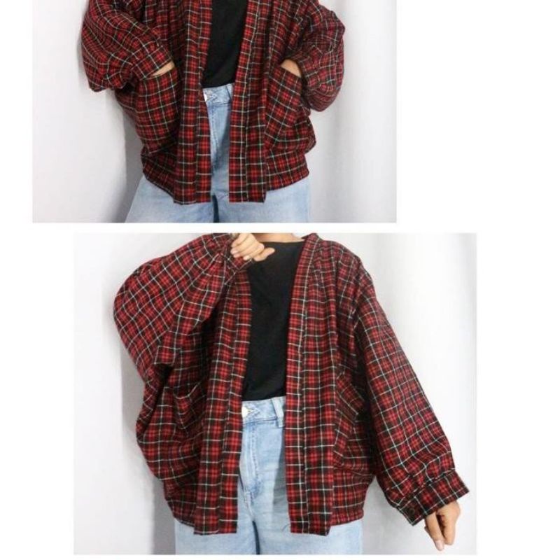 Outer Balon Grid / Outer Viral / Outer Wanita Oversize / Outer Balon Flanel /