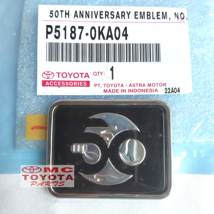 Emblem Logo 50 Tahun Anniversary Toyota Indonesia P5187-0KA04