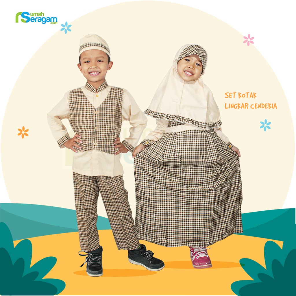 Jual SERAGAM SEKOLAH SD MUSLIM MODEL KOTAK ROMPI MOCCA UNTUK PEREMPUAN