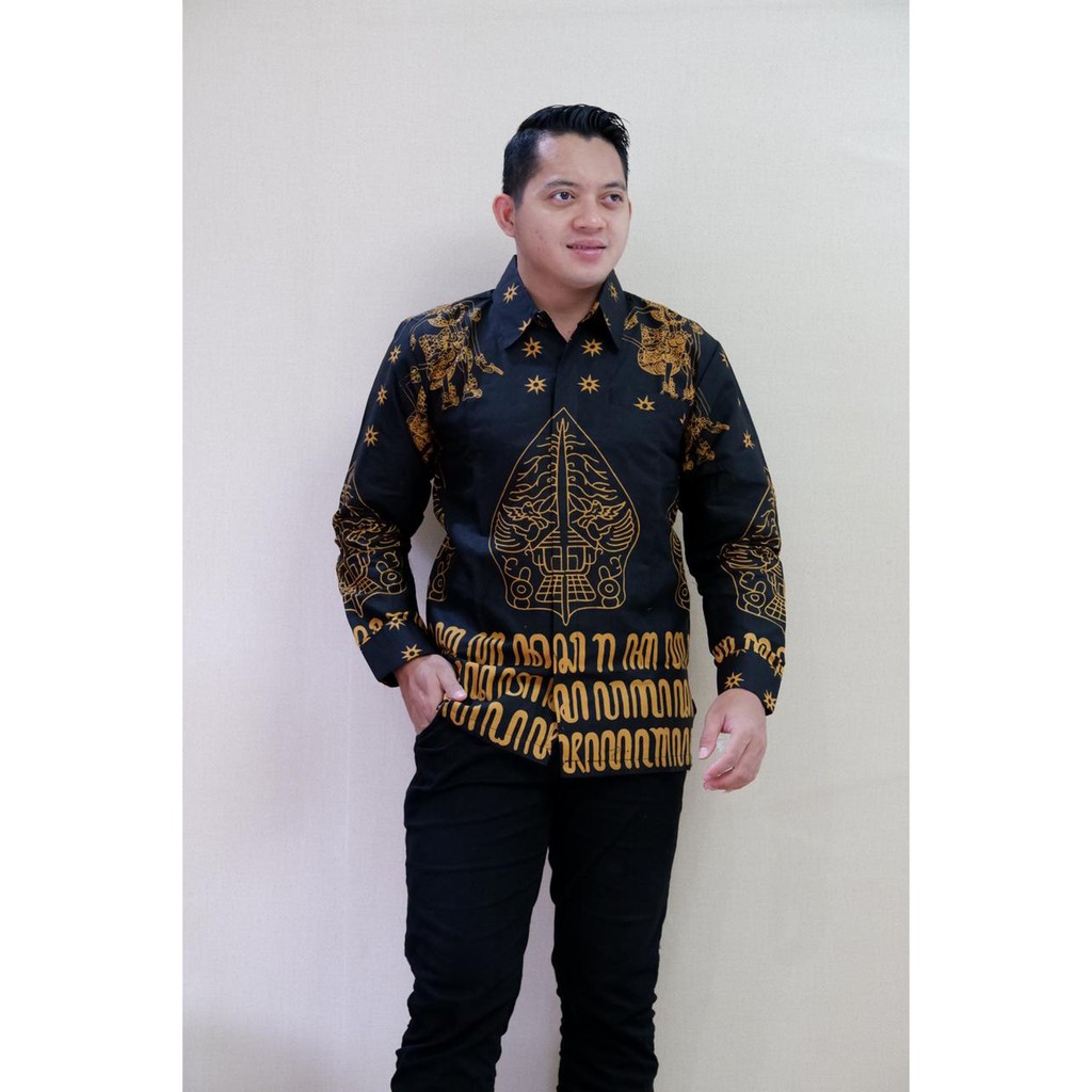 WAYANG EMAS KUNING kemeja batik pria lengan panjang terbaru ORIGINAL panjang modern PREMIUM