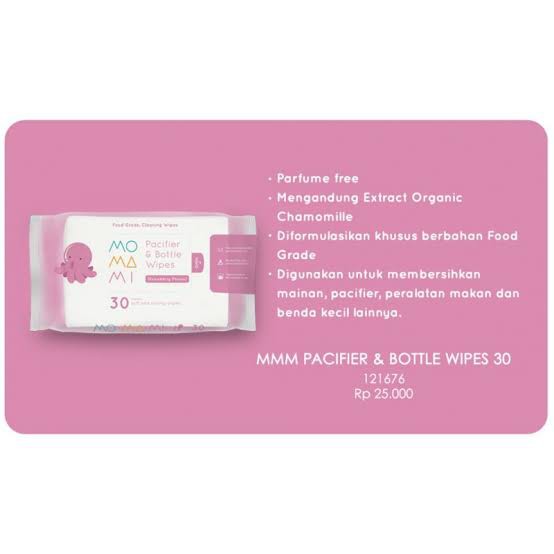 Mo Ma Mi Pacifier &amp; Bottle Wipes 30 121676 - Tisu Basah Pembersih Peralatan Bayi