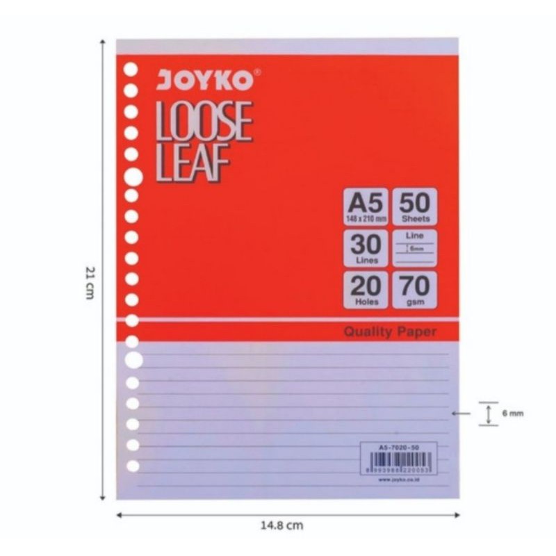 

LOOSE LEAF JOYKO A5 7020-50 LEMBAR