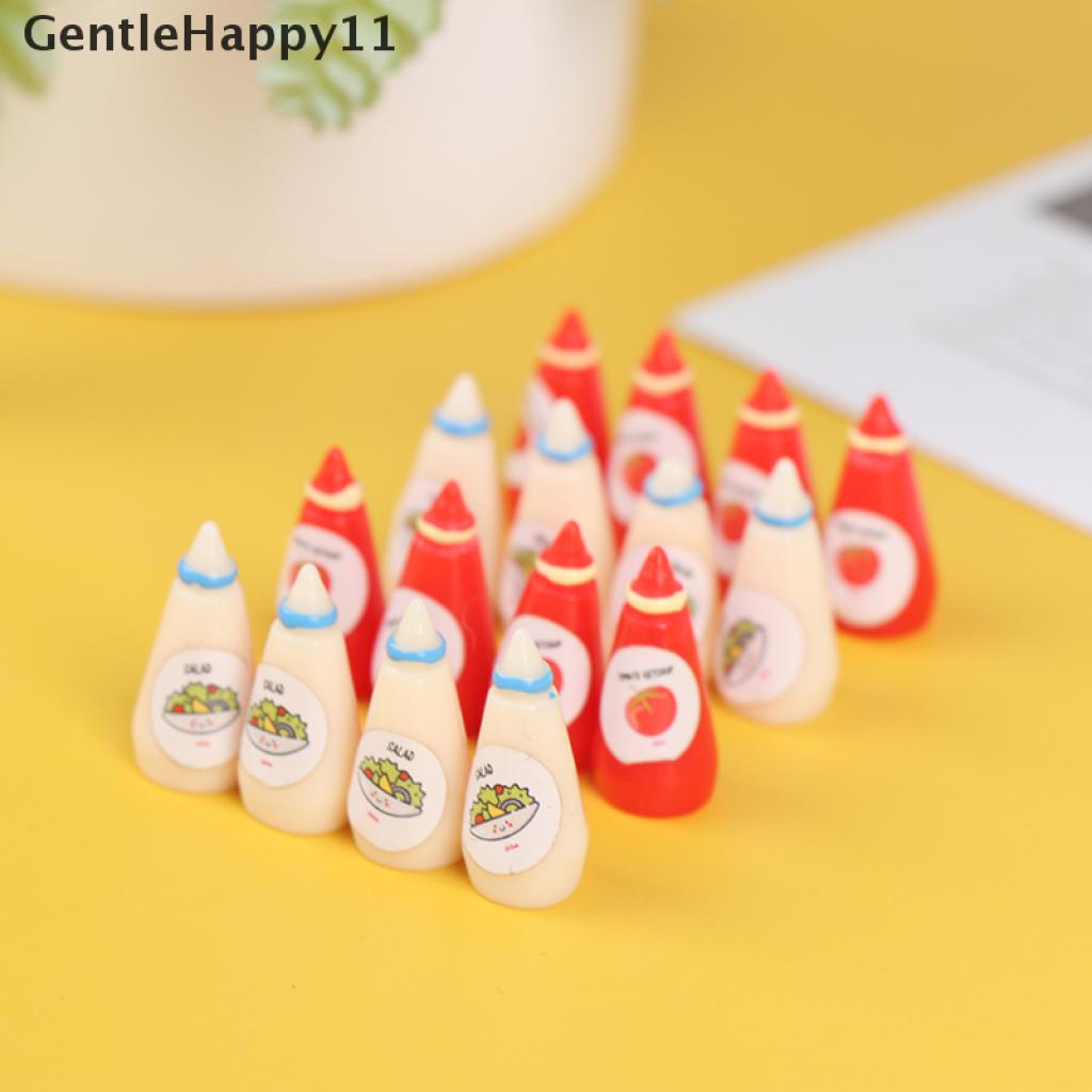 Gentlehappy 10Pcs / Set Mainan Miniatur Salad / Kecap Skala 1: 12 Untuk Aksesoris Rumah Boneka