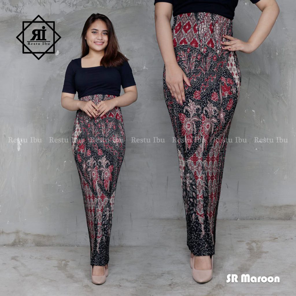 COD Rok Plisket Motif Batik Cantik Bawahan Kebaya Bahan Polyester Premium