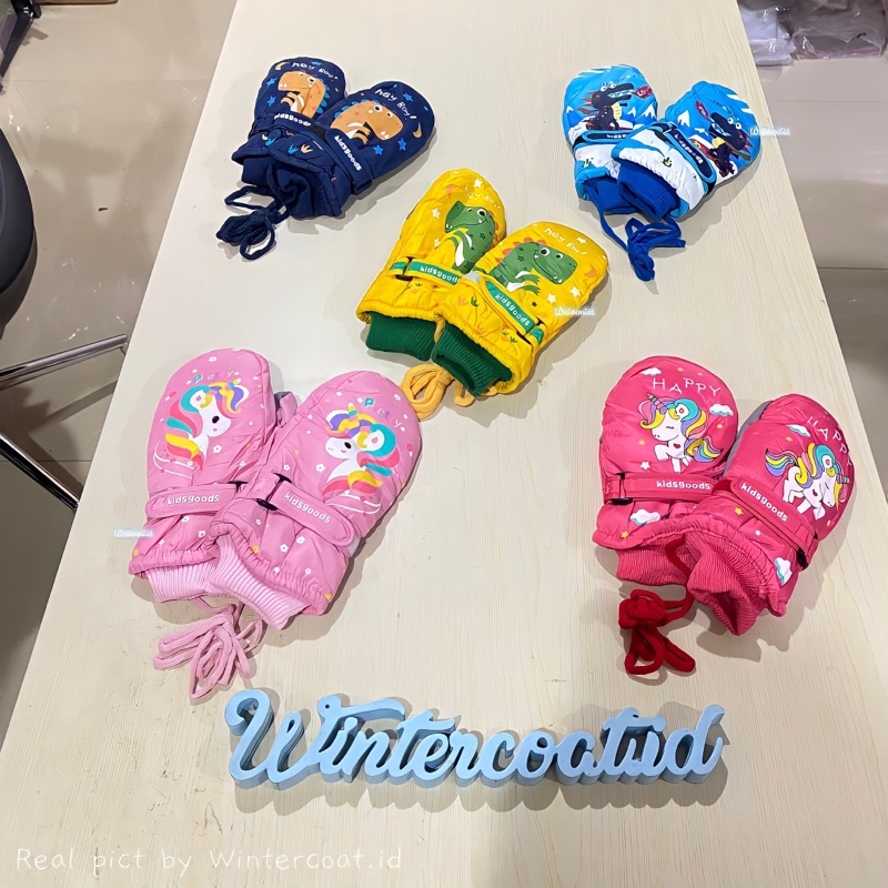 Kids snow gloves waterproof mitten mittens sarung tangan anak anti air ski salju hangat remaja