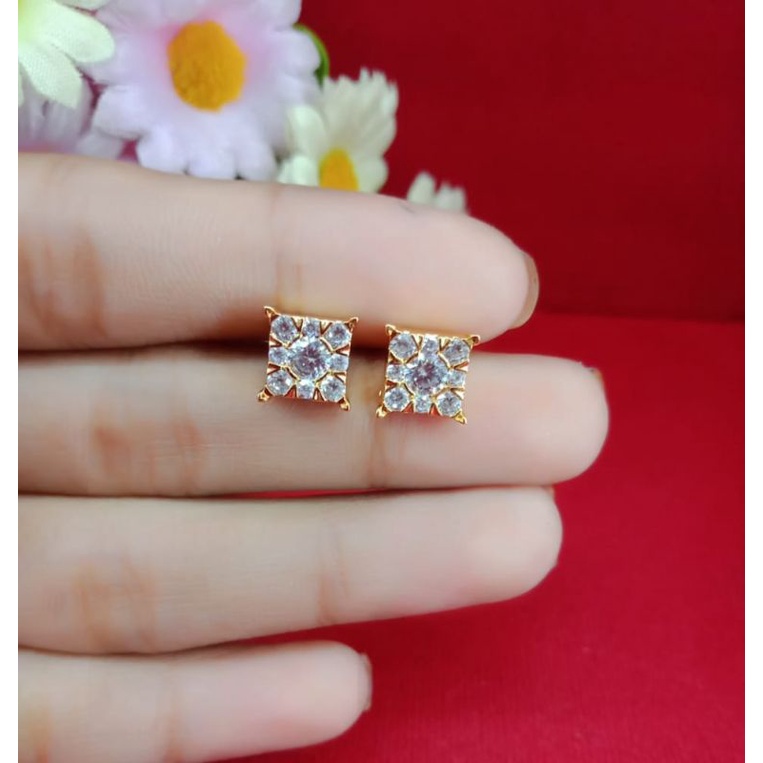 Anting tusuk perhiasan wanita dewasa emas muda kadar 35%