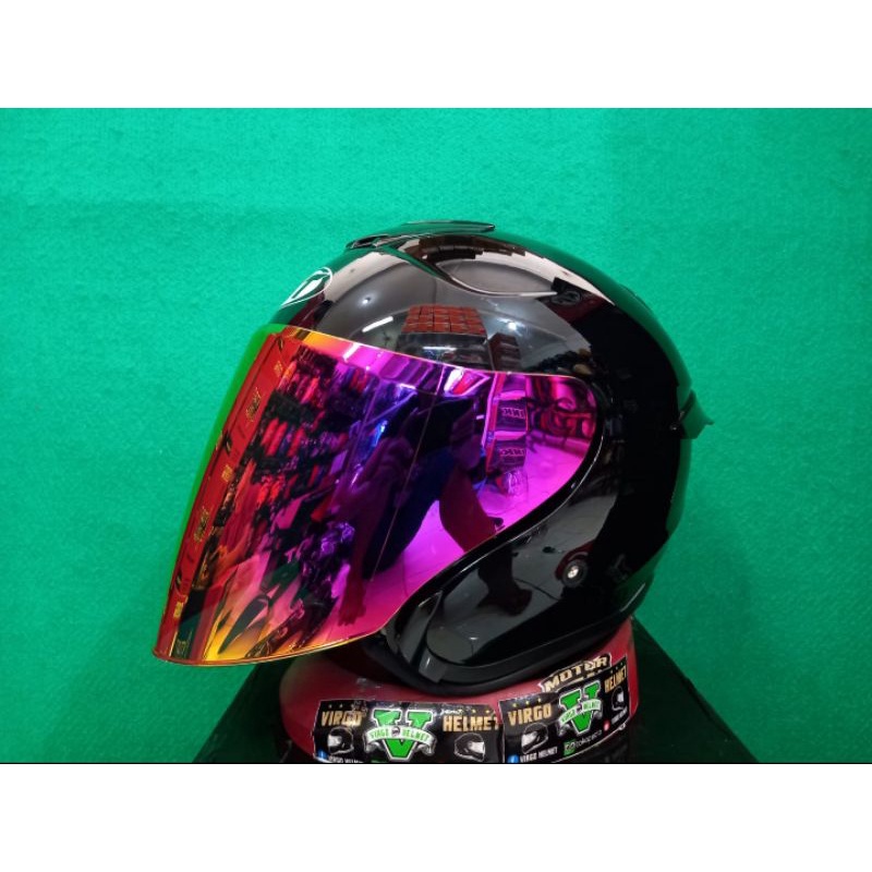 KYT HELM KYOTO HITAM GLOSSY PAKET GANTENG | ORIGINAL SNI DOT (ONGKIR TERMURAH 2KG)