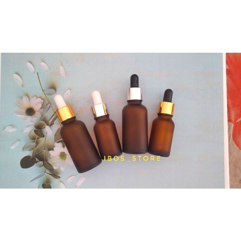 Botol Serum Pipet Amber Frosted Kaca 15ml/30ml