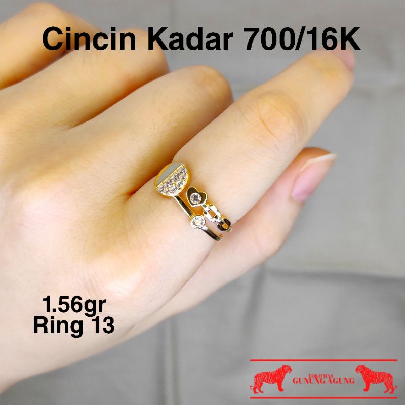 New Collection Cincin Model Stack Emas Tua Asli Kadar 700/16K Fashion Wanita Kekinian Emas Murah Bek