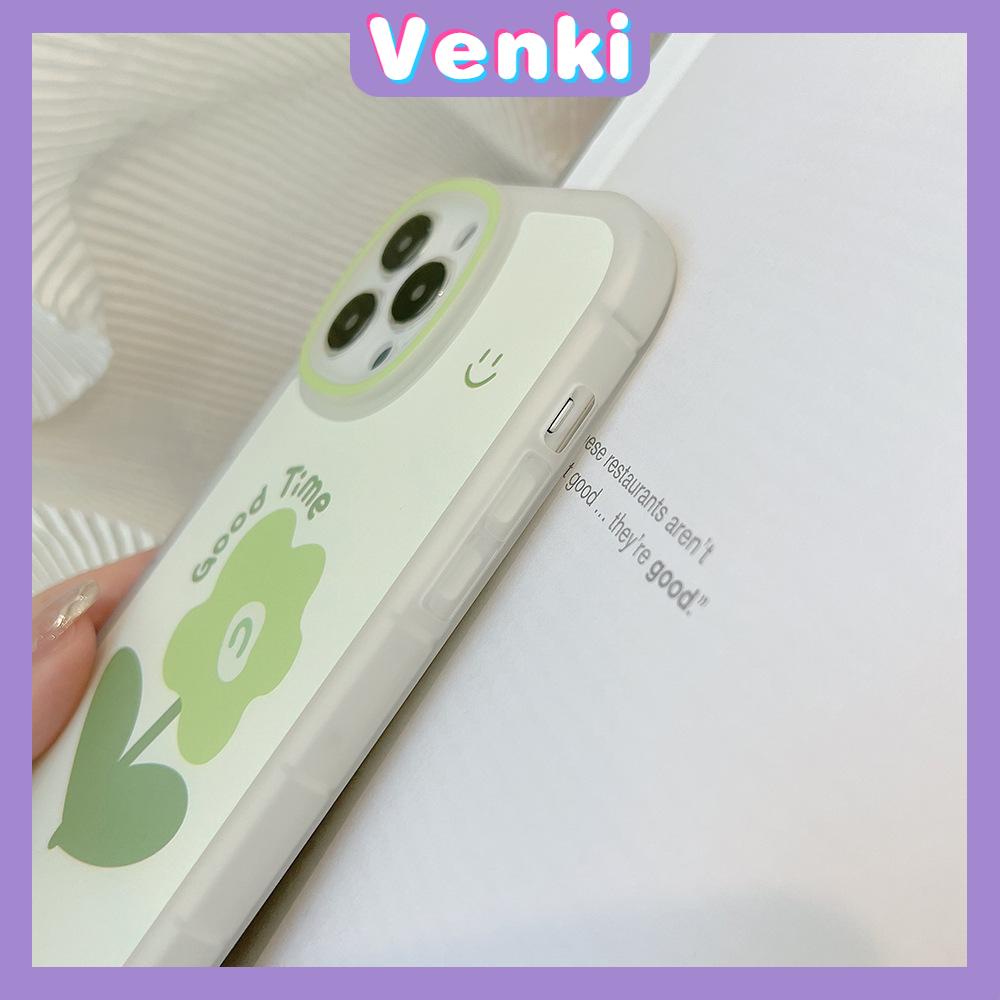 iPhone Case Silicone Soft Case Clear Case TPU Airbag Shockproof Full Coverage Protection Camera Green Flower For iPhone 13 Pro Max iPhone 12 Pro Max iPhone 11 iPhone 7 Plus