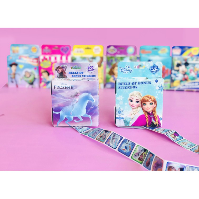 Stiker ROLL Anak Karakter Kartun / Sticker Disney Princess / Sticker ROLL Disney Isi 200 Reward Stiker Karakter Kartun Princess / Bonus Sticker Reward Karakter Mickey / Stiker Bonus Anak Kartun Nemo
