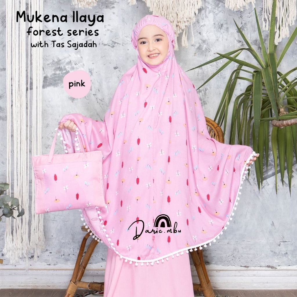 Mukena Anak Rayon Kombinasi ( Umur 8 - 13 Tahun) Tas Sajadah Ilaya Bunga Teratai Katun Rayon Premium