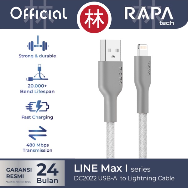 RAPAtech DC2022 - LINE MAX I - USB-A to Lightning Cable 2.4A 120 cm