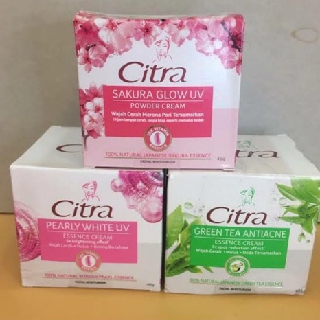 Citra Moisturizer Hazeline  Pearly Glow 40gr | Green tea Anti Acne 40gr