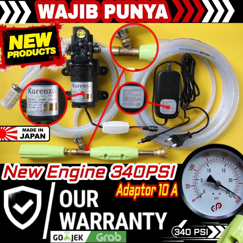 ☢️🉐🇯🇵Set Lengkap Mesin Cuci Motor 340psi 23.4 Bar 8 LPM Power Sprayer Alat Steam Jet Cleaner AC DC