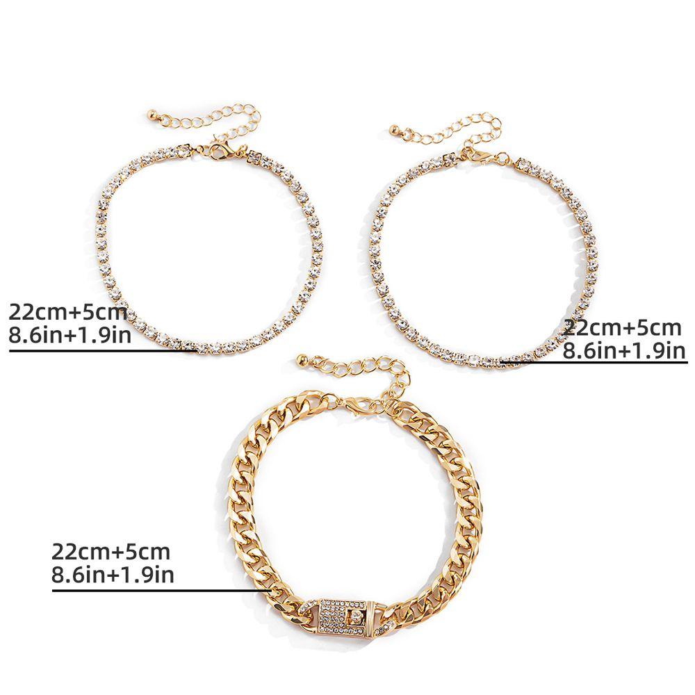 5pcs / Set Gelang Kaki Rantai Multilayer Hias Liontin Kristal Gaya Punk Elegan Untuk Wanita