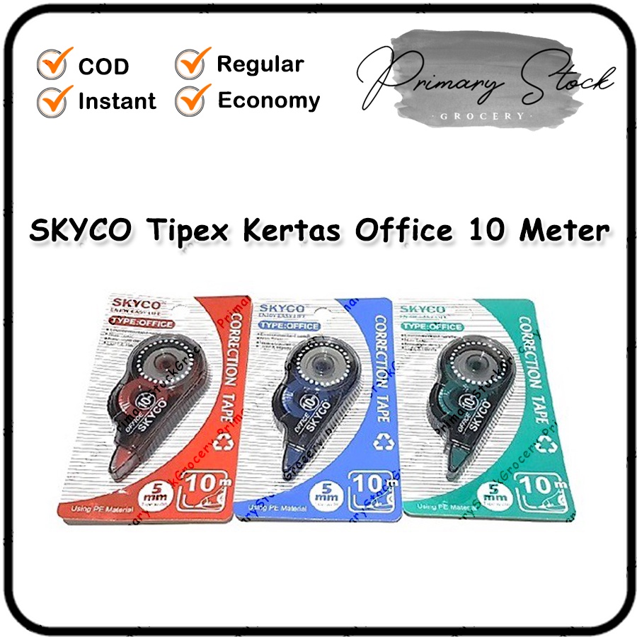 

Tip Ex Kertas SKYCO OFFICE Correction Tape Stipo Kertas 10M X 5MM